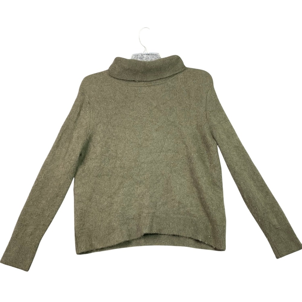 Harper Lane Turtleneck Sweater Womens XL Green 100% Cashmere Long Sleeve Knit
